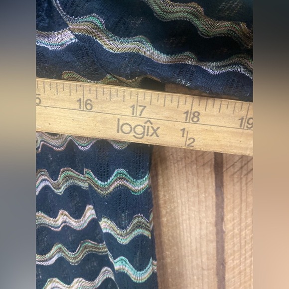 Free People New Romantics Boho Sheer Blouse Black Crochet Neckline Small Beaded - Picture 4 of 9